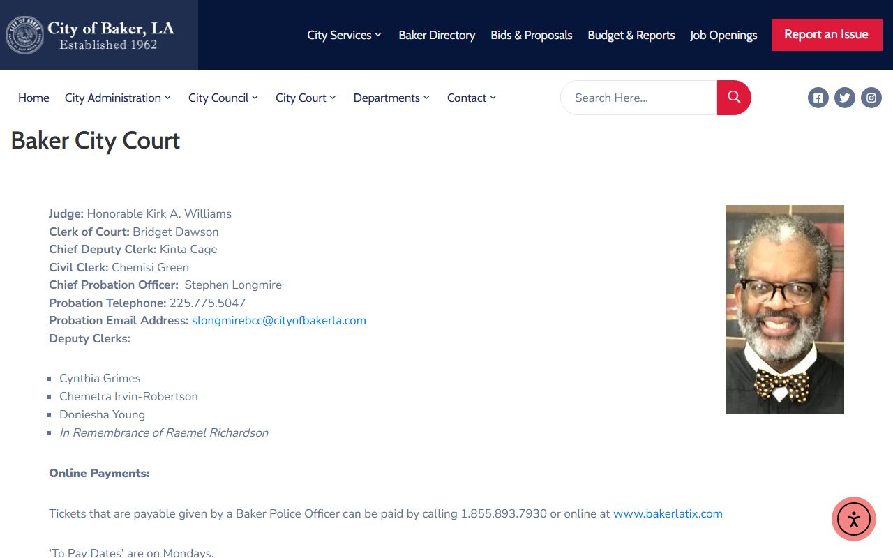 East Baton Rouge Parish court dockets Baker City Court source
