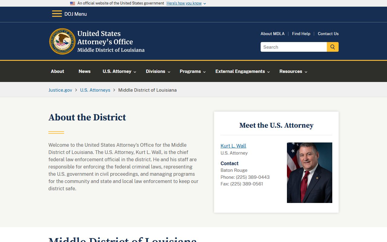 East Baton Rouge Parish criminal court records federal prosecutor source