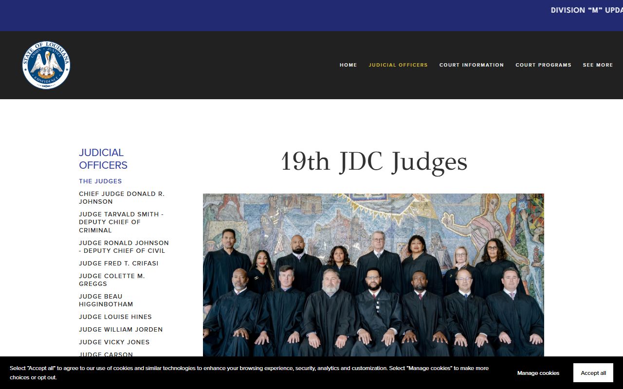 East Baton Rouge Parish District Court judges and divisions