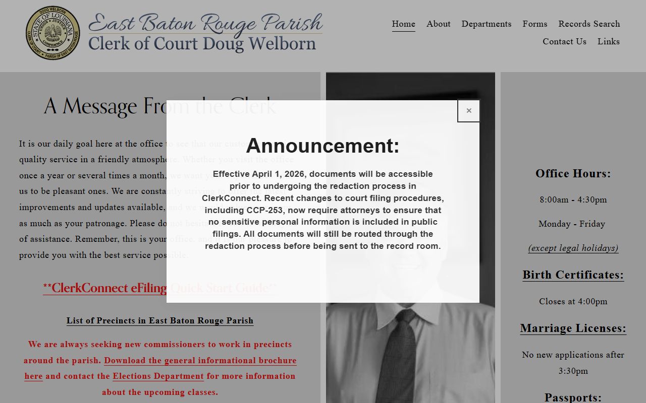 East Baton Rouge Parish court records Clerk of Court homepage