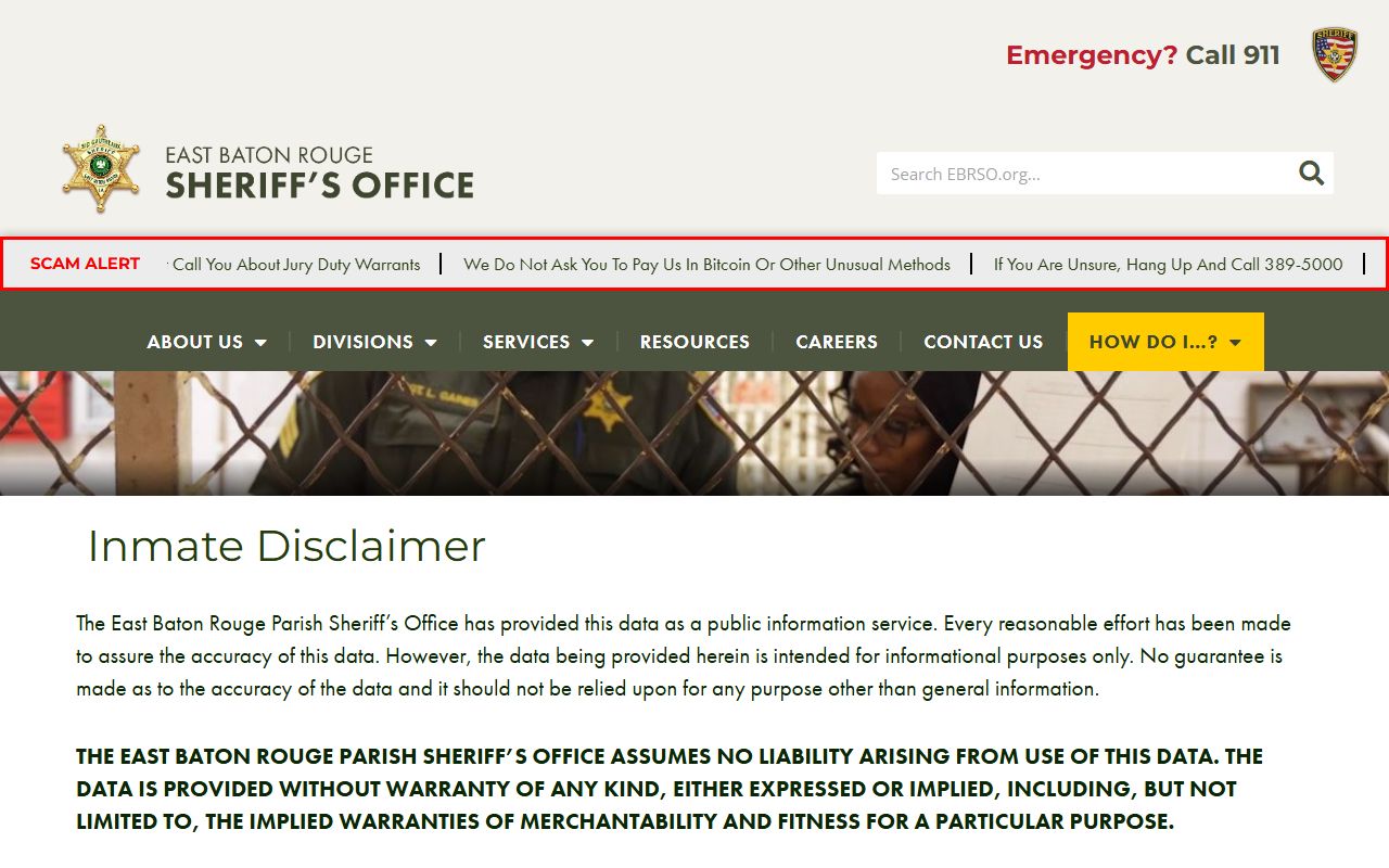 East Baton Rouge Parish inmate records mail disclaimer and scanned mail rules